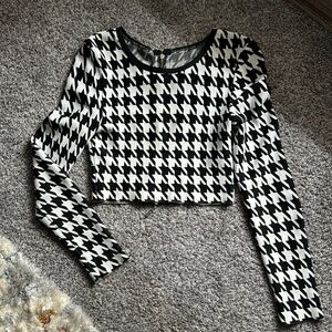 Herve Leger crop top houndstooth print